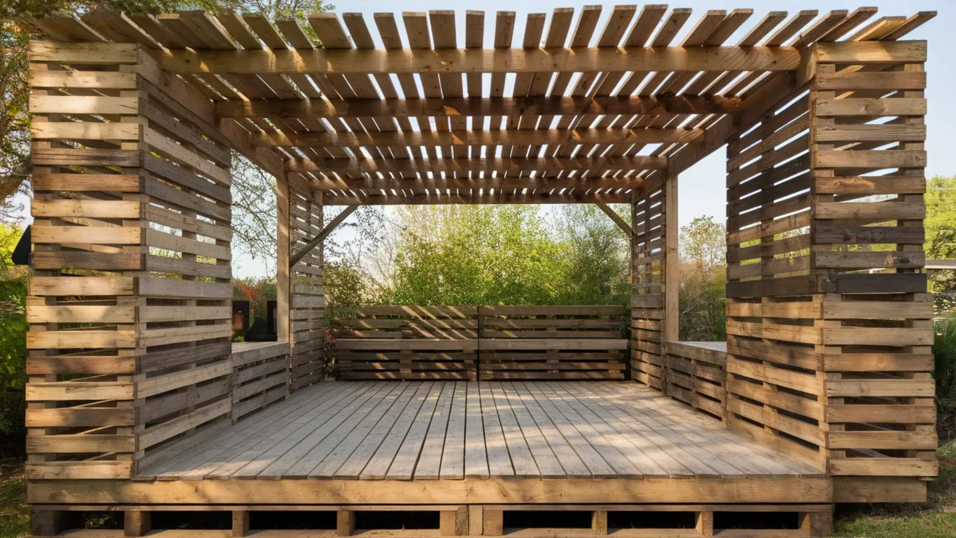 pallets are an excellent budget-friendly material for creating a deck cover