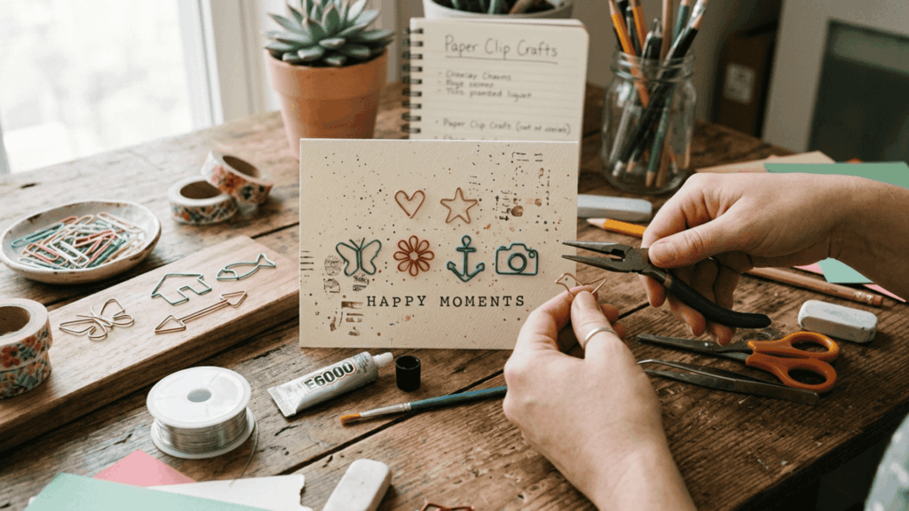 paper clips shaped into DIY forms for creative projects showing flexible metal use in crafts and simple innovations