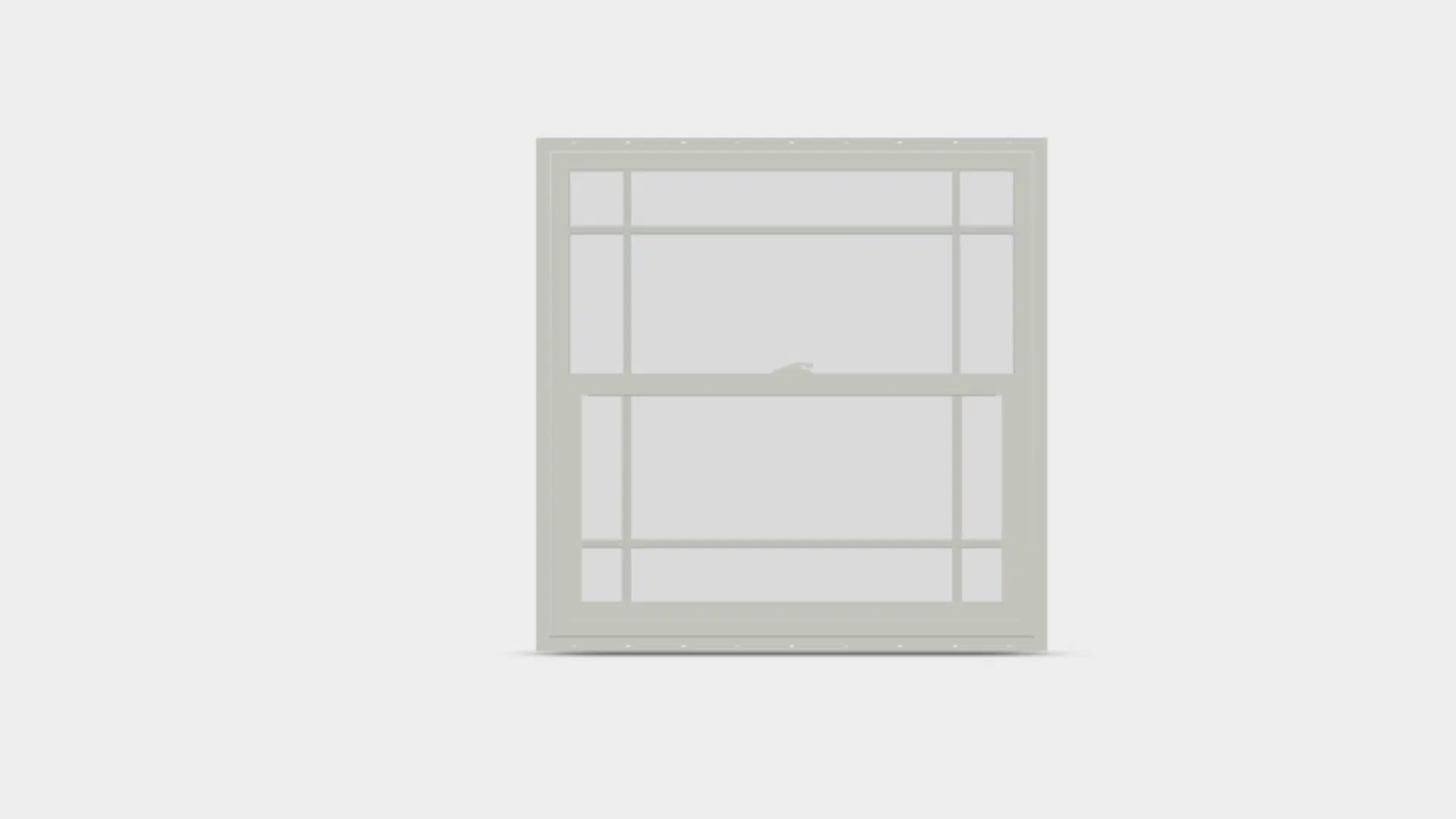 simple grey window frame isolated on plain background showing grid design and minimal clean architectural style
