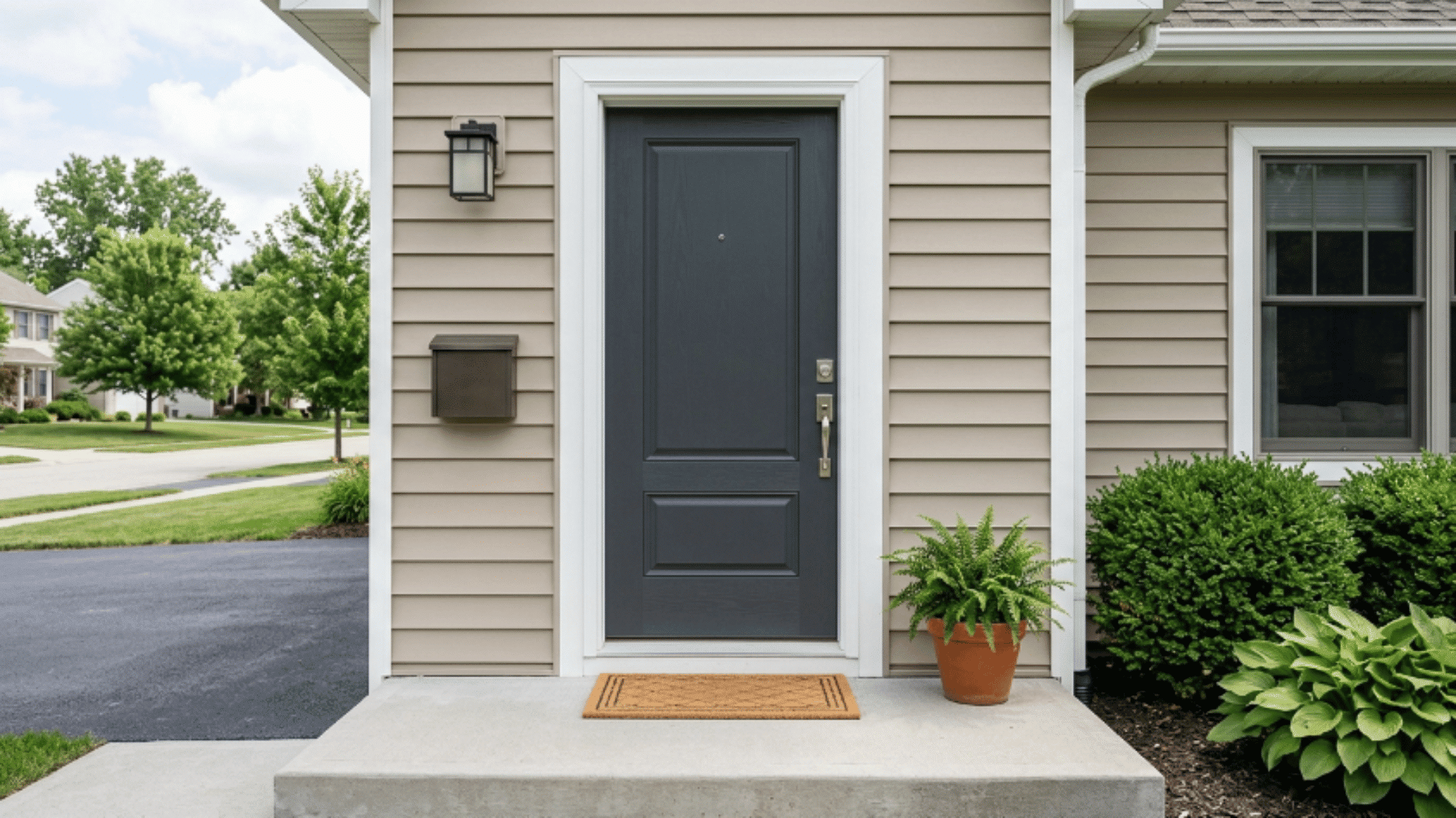 solid fiberglass door with clean surface and strong build for residential entry