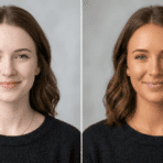 spray tan before and after results showing an even bronze glow on the same person in a side by side comparison