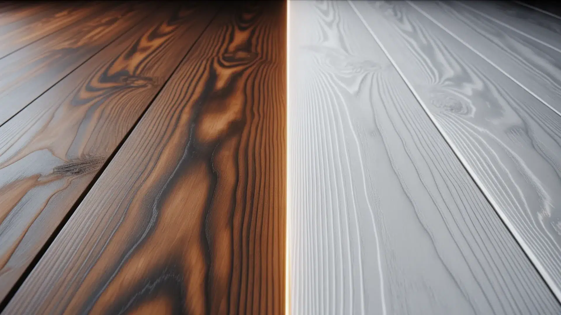 stained wood vs smooth painted wood split