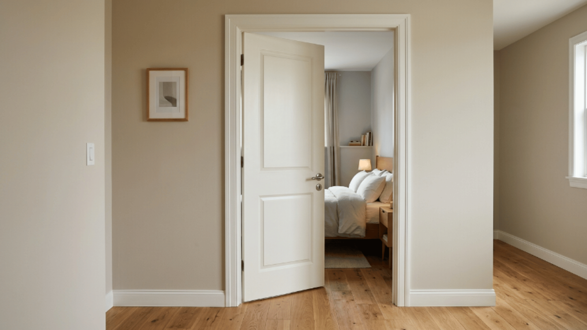 standard bedroom door with comfortable width for everyday use