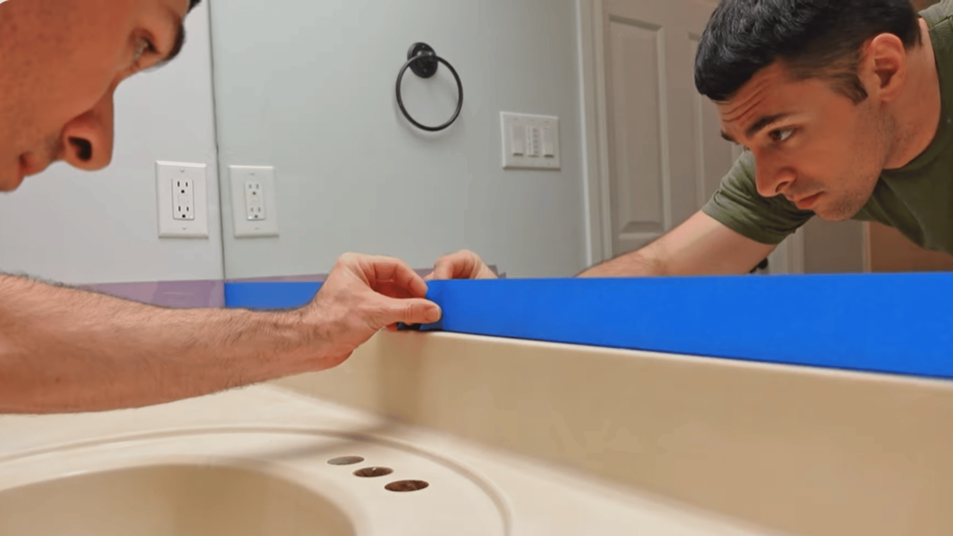 tape edges, walls, and holes to protect surrounding areas during refinishing