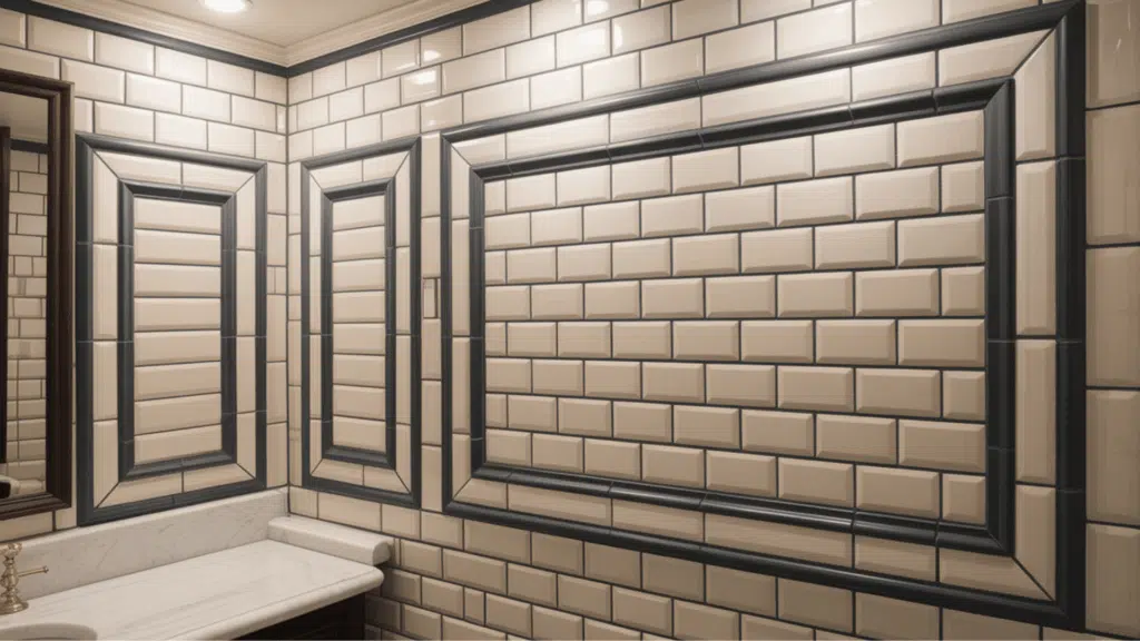 the box pattern creates rectangular frames using tiles laid in a bordered arrangement