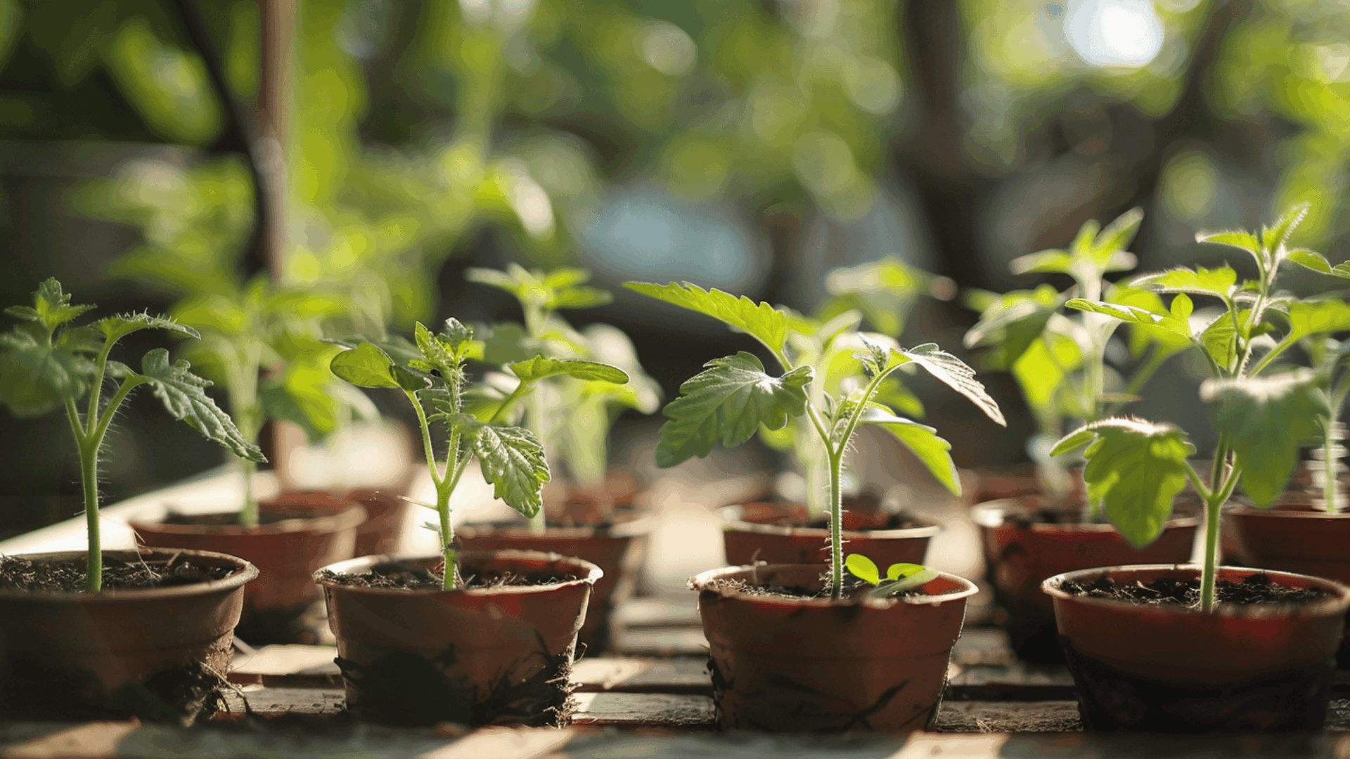 tomato seedlings ready for transplanting with strong stems and green leaves