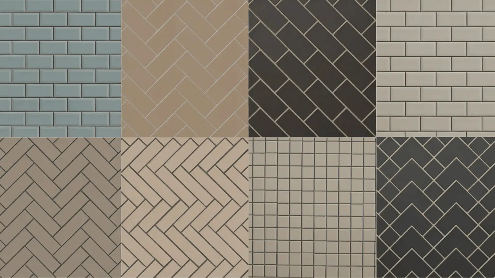 unique subway tile pattern ideas in a collage of 8