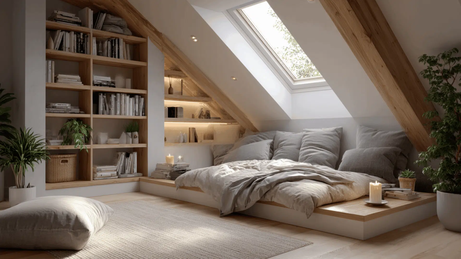 attic bedroom ideas for small stylish space with sloped ceiling and cozy modern design