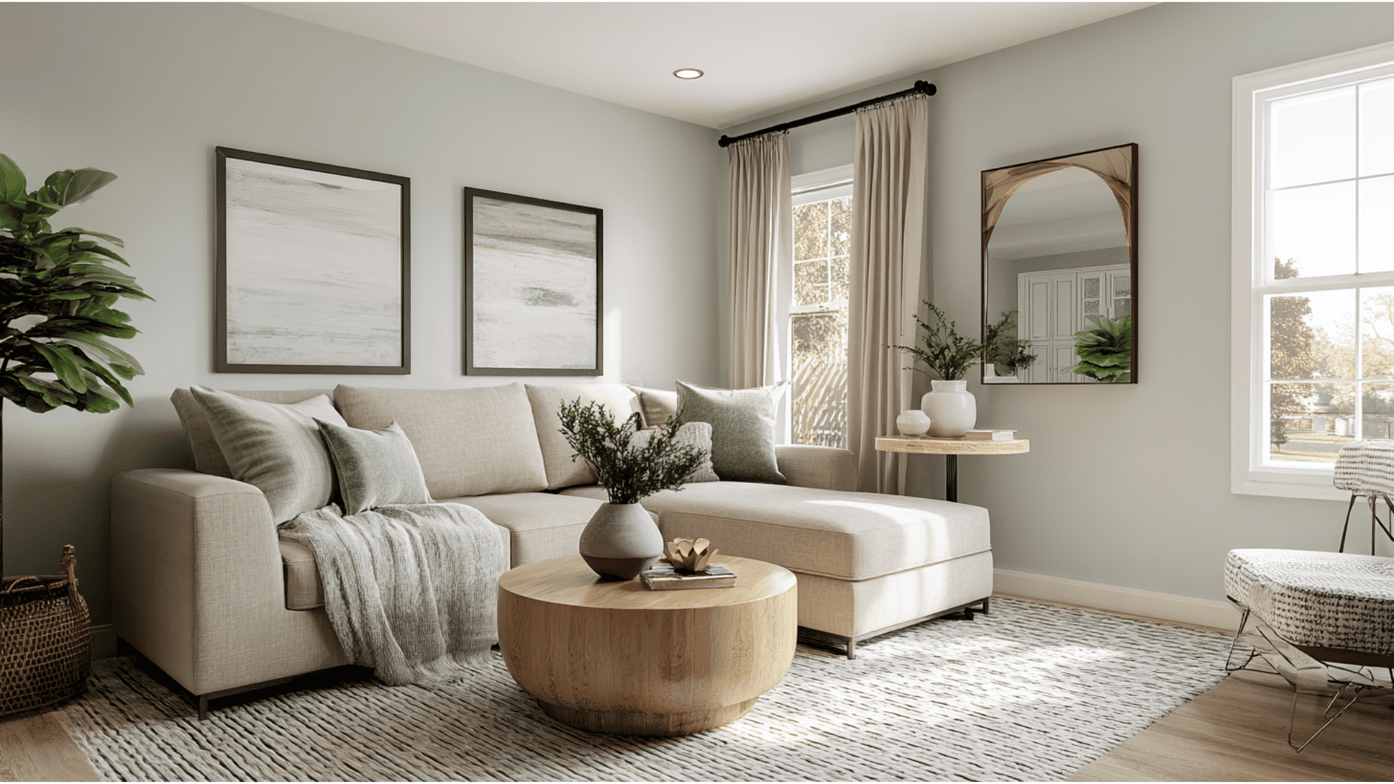 Cohesive color scheme in a small living room
