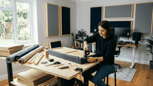 DIY acoustic panels materials and setup for soundproofing room