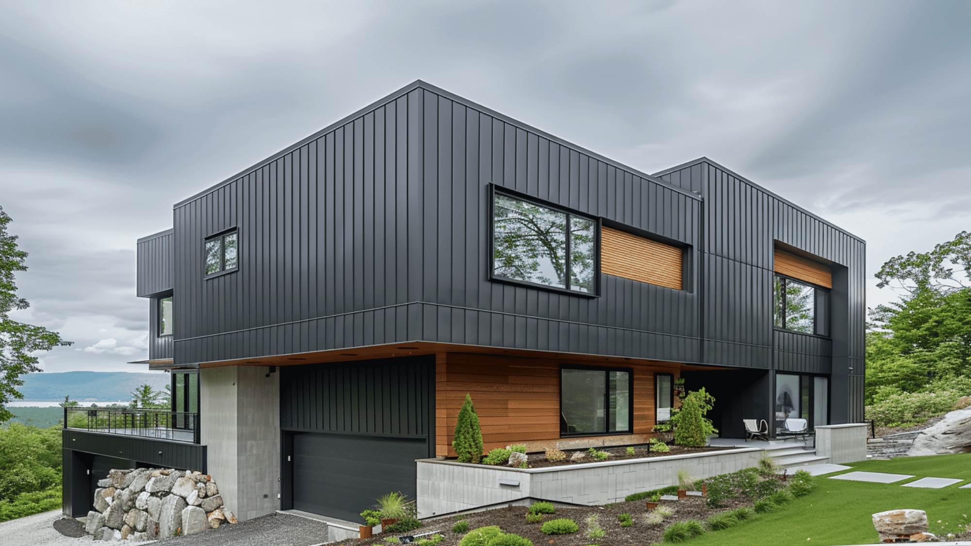 fiber cement board and batten siding on modern home with durable finish and strong weather resistant design