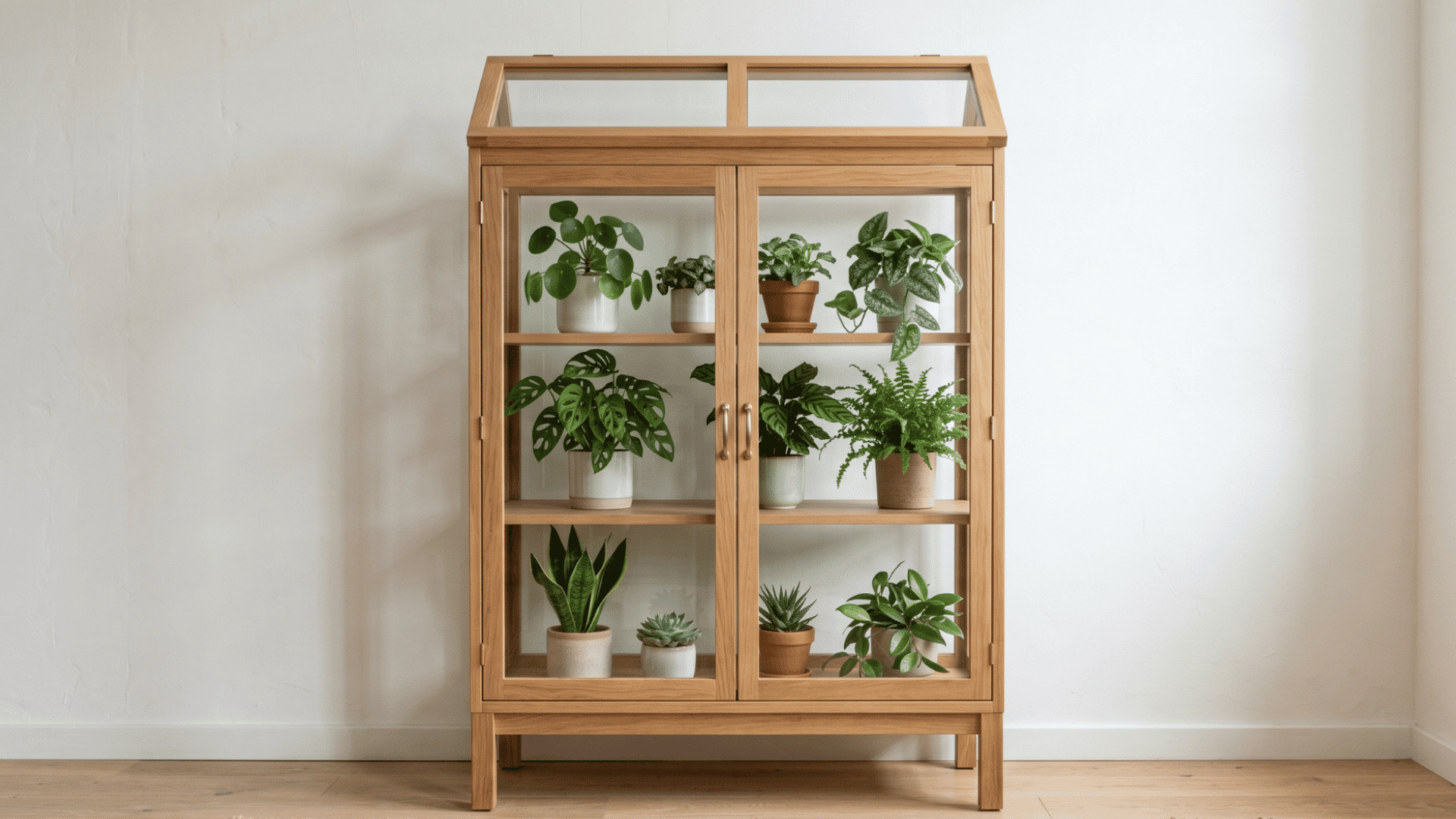 glass cabinet greenhouse with plants inside in a clean indoor setting (2)
