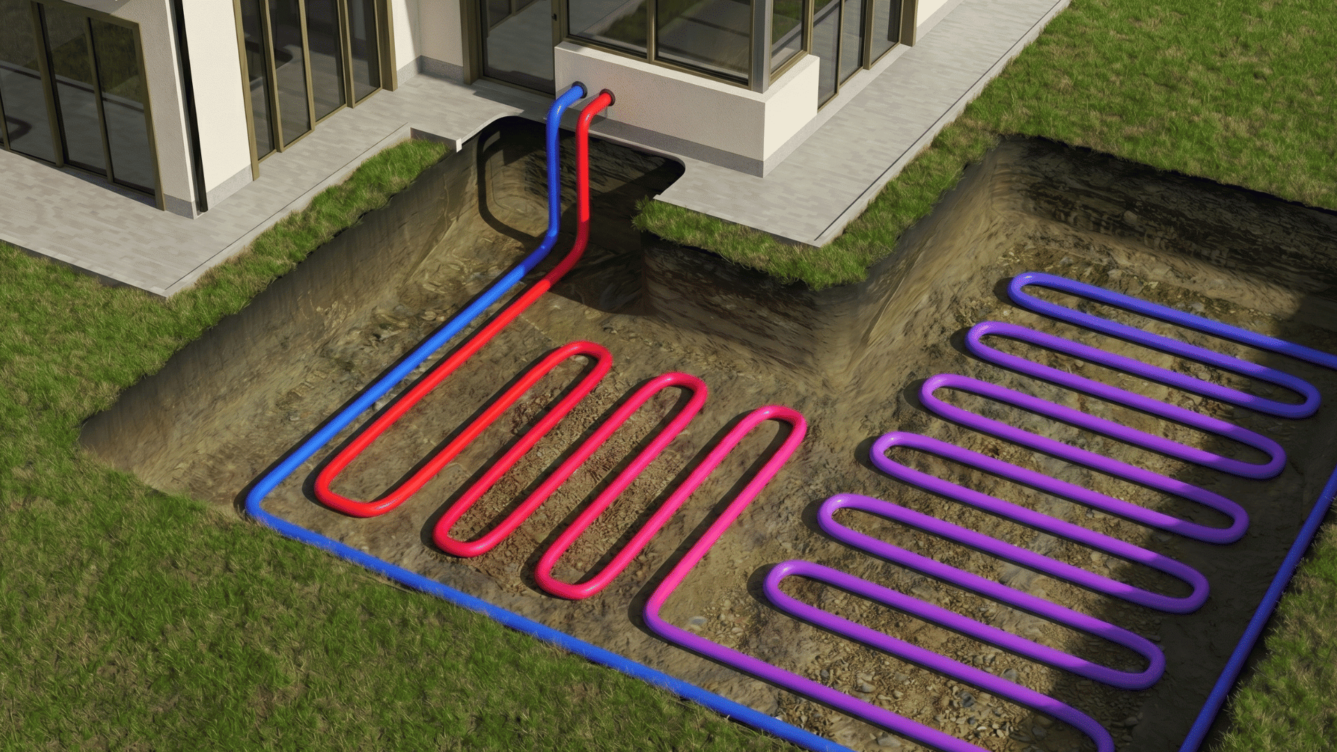 high efficiency furnace connected to air conditioning system with visible ducts in utility room (2)