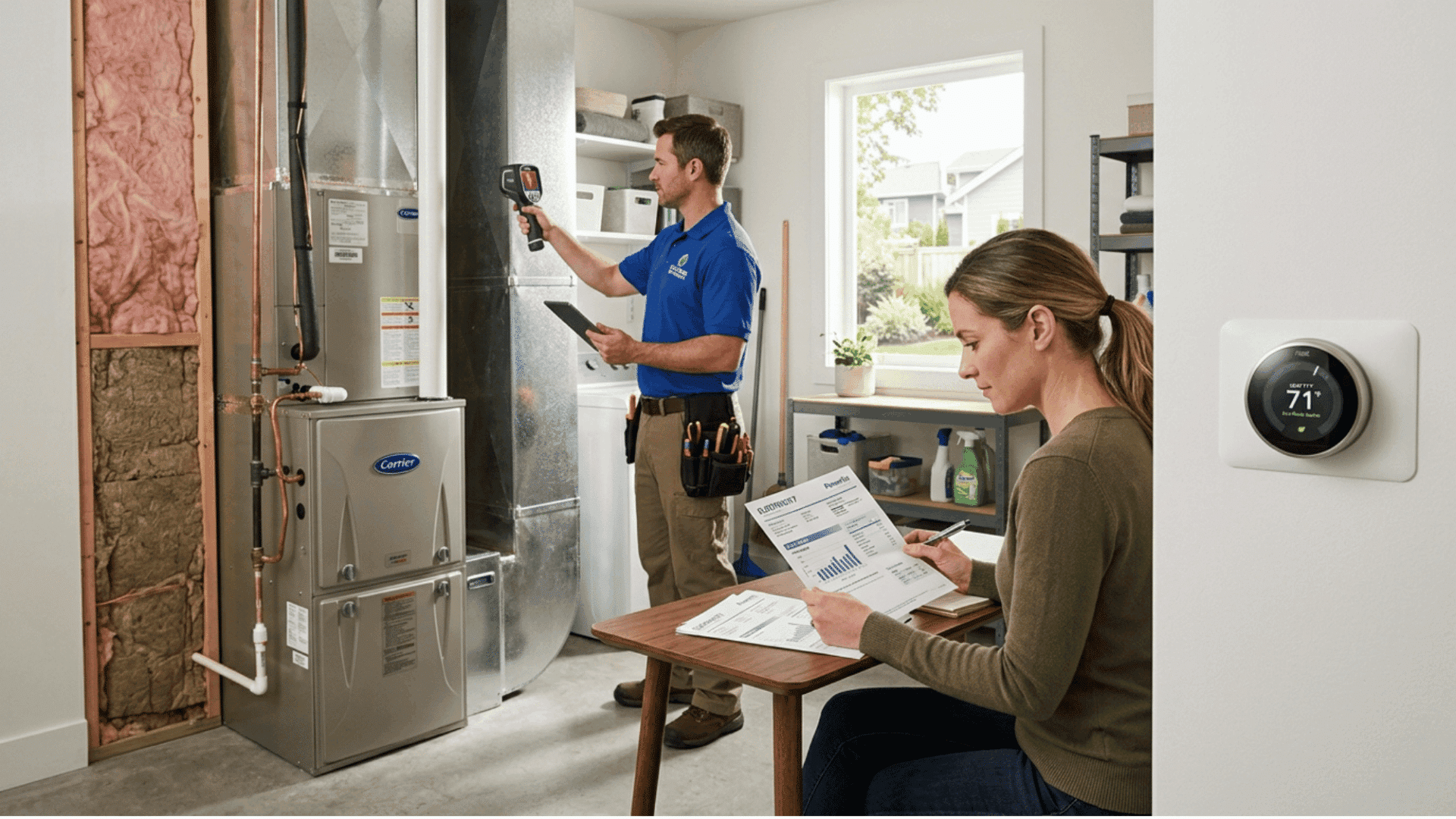 home energy audit showing hvac inspection, energy savings, and efficient home setup