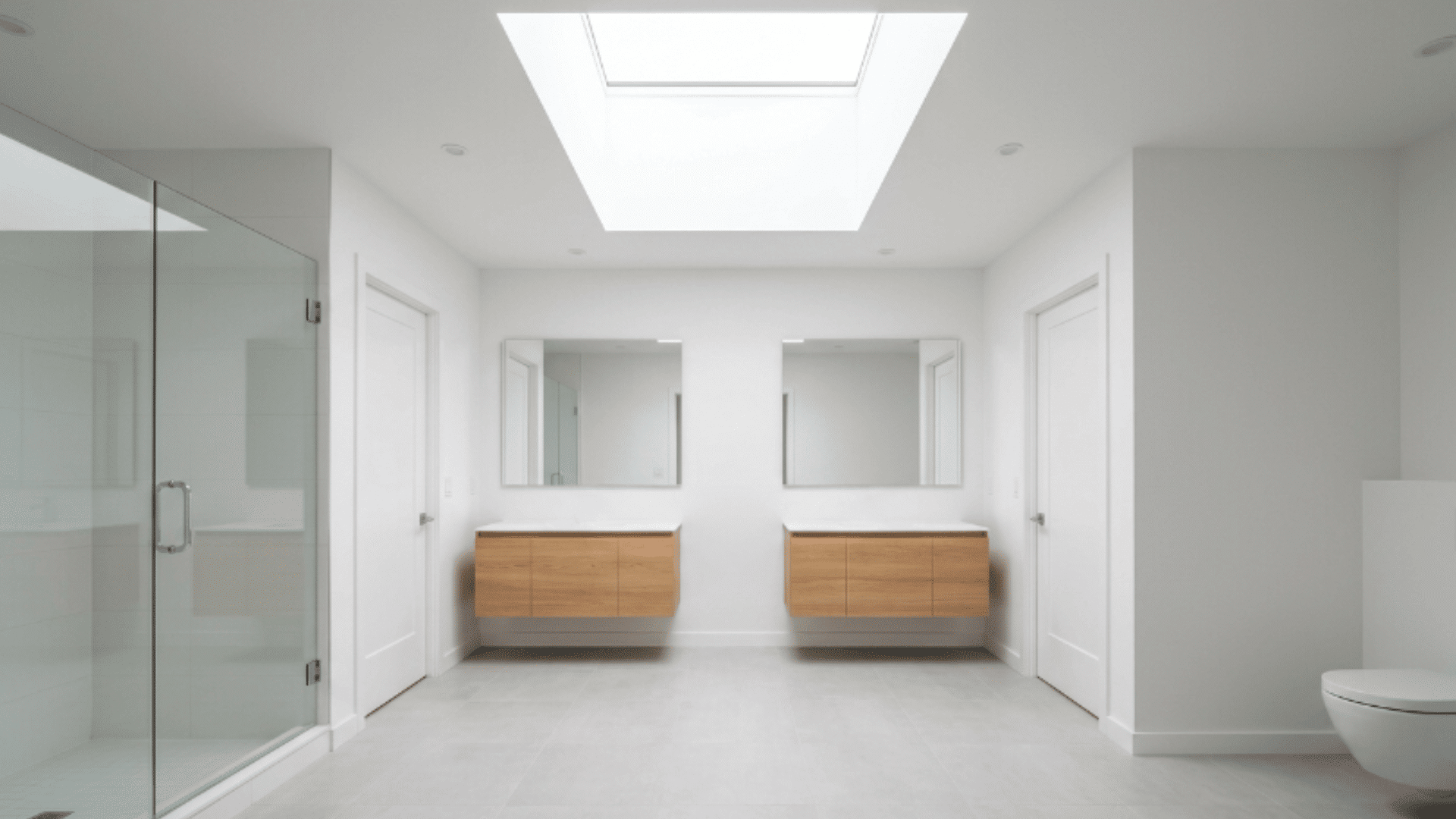jack and jill bathroom with skylight bringing natural light from above (1)