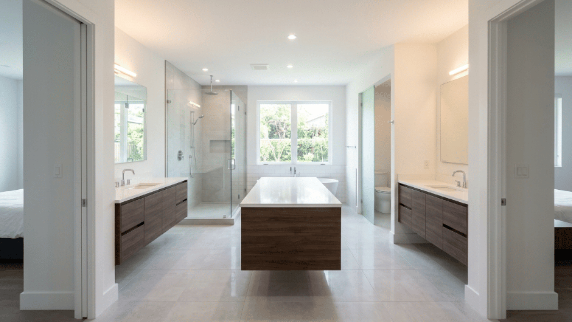 jack and jill bathroom with two clear walking paths for easy movement (1)
