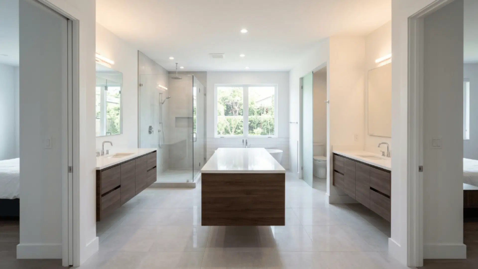 jack and jill bathroom with two clear walking paths for easy movement (1)