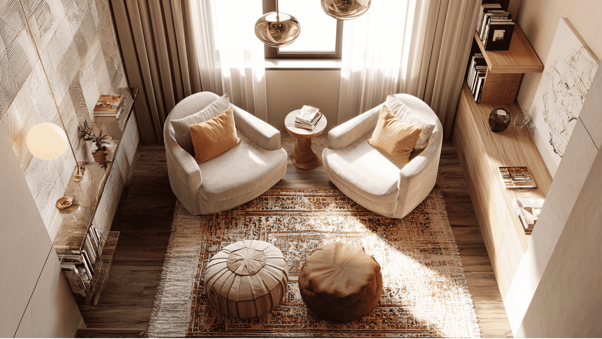 rug used to define seating area in a small living room