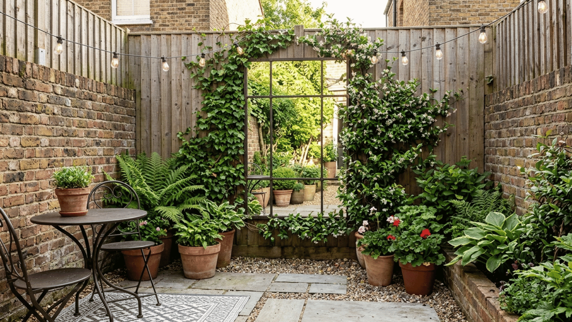 small backyard with clean layout, greenery, and compact patio design.