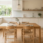 standard kitchen table height with mixed seating in a light filled dining room (1)