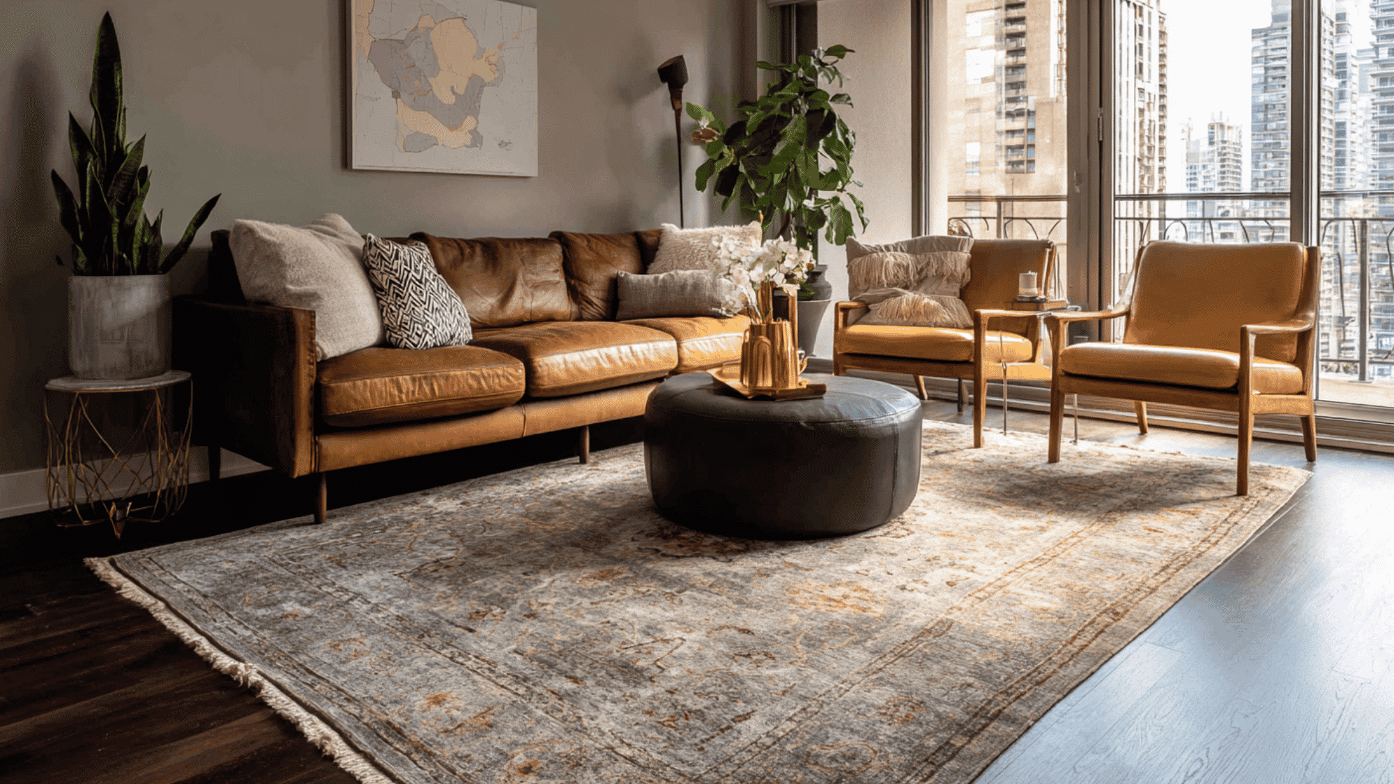 thick rug on hard floor reducing echo and improving room acoustics