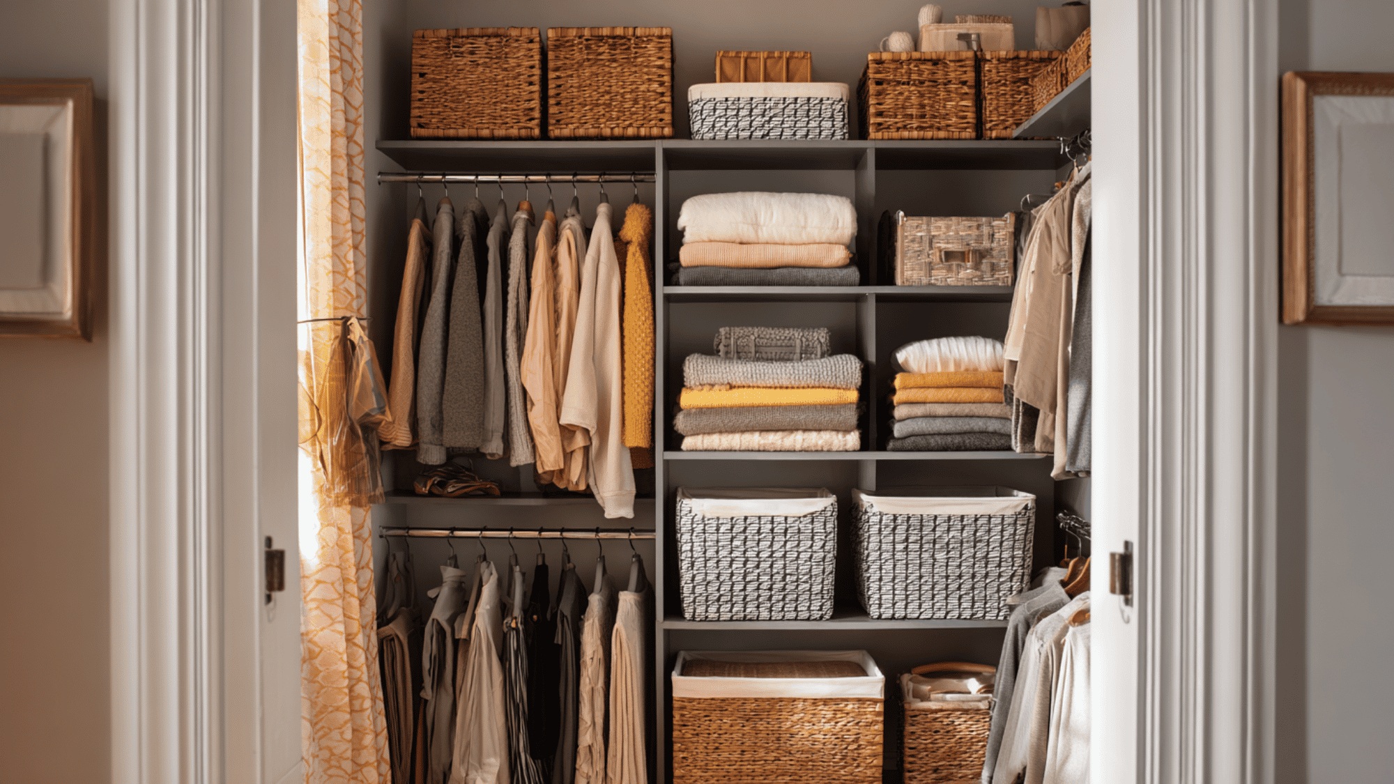 using vertical space in a small closet to maximize storage capacity