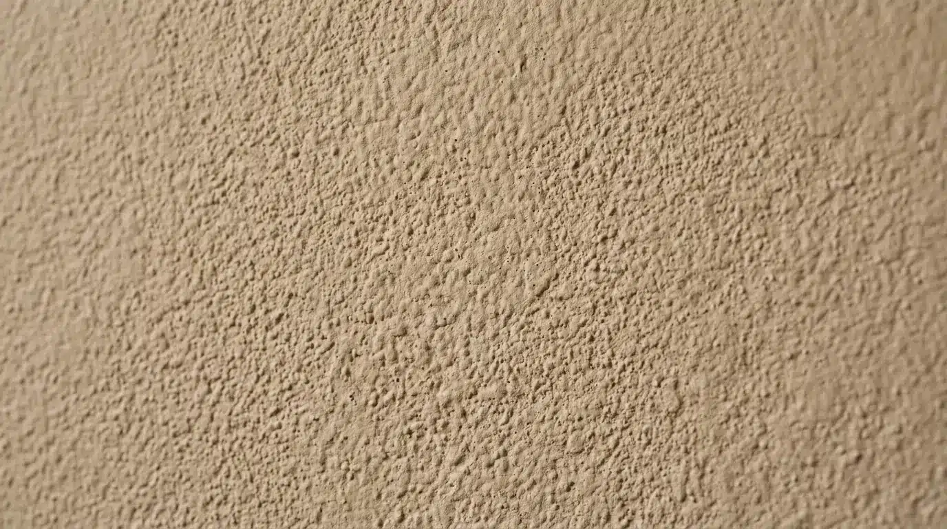 close-up of a textured, beige stucco wall surface with coarse, irregular bumps (2)