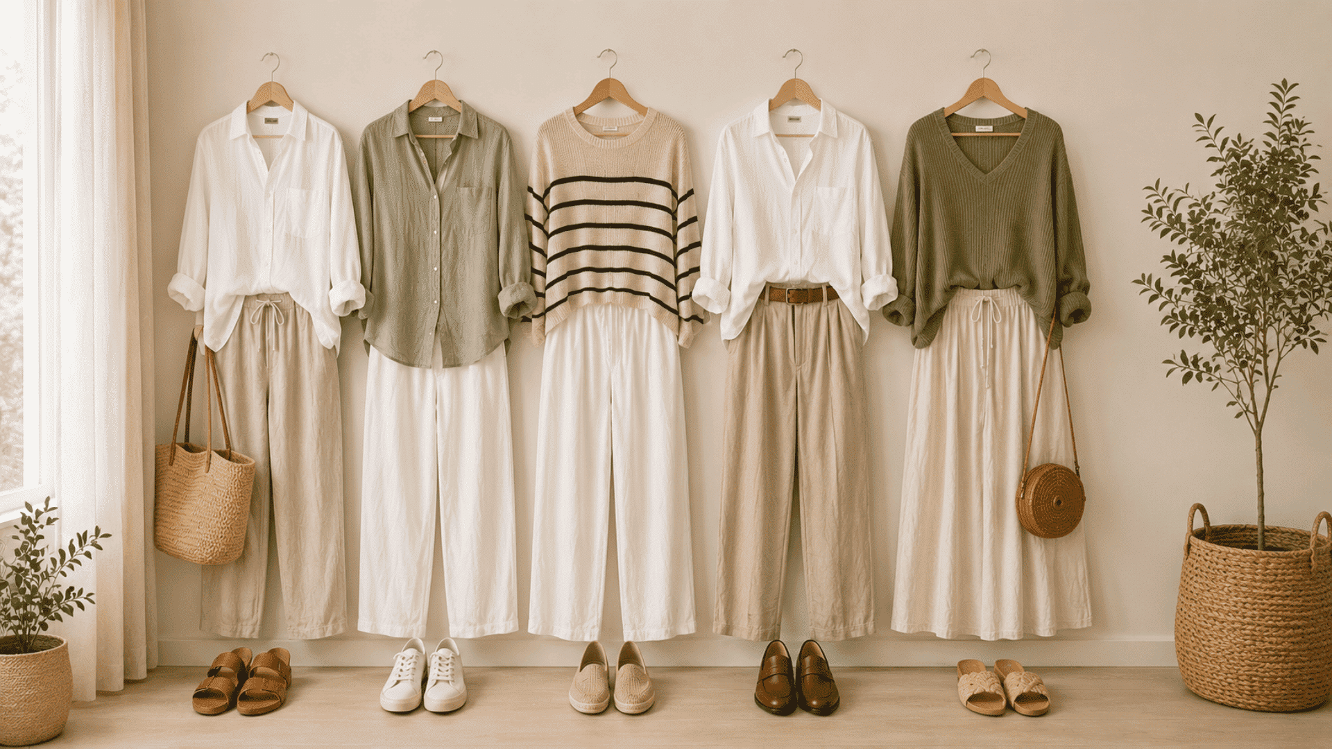 coastal inspired fashion featuring linen clothing neutral tones lightweight fabrics and timeless style