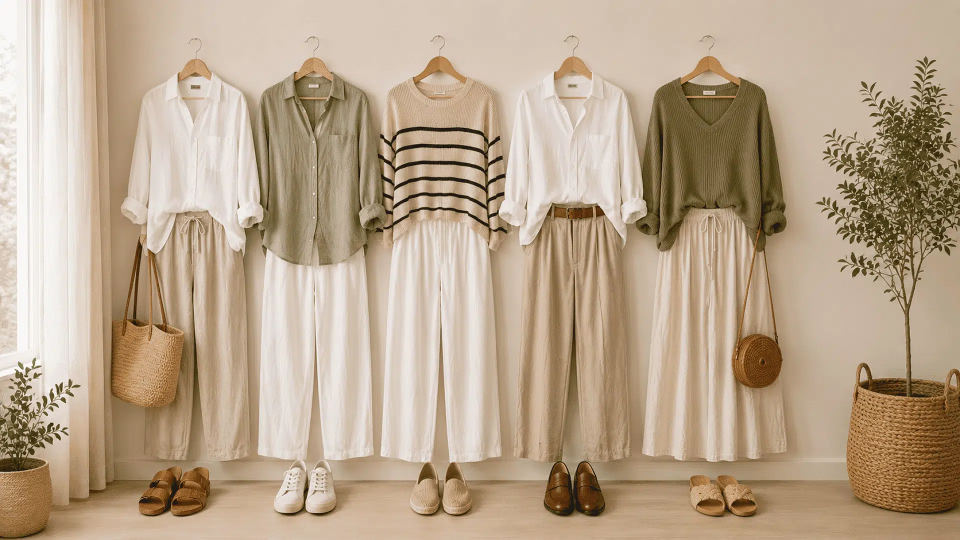 coastal inspired fashion featuring linen clothing neutral tones lightweight fabrics and timeless style