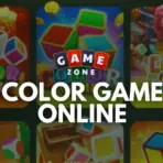 Colorful game icons with cubes and lively graphics on a dark background