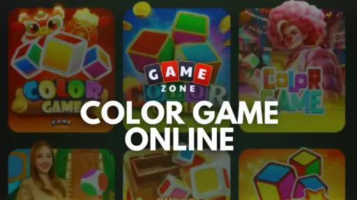 Colorful game icons with cubes and lively graphics on a dark background