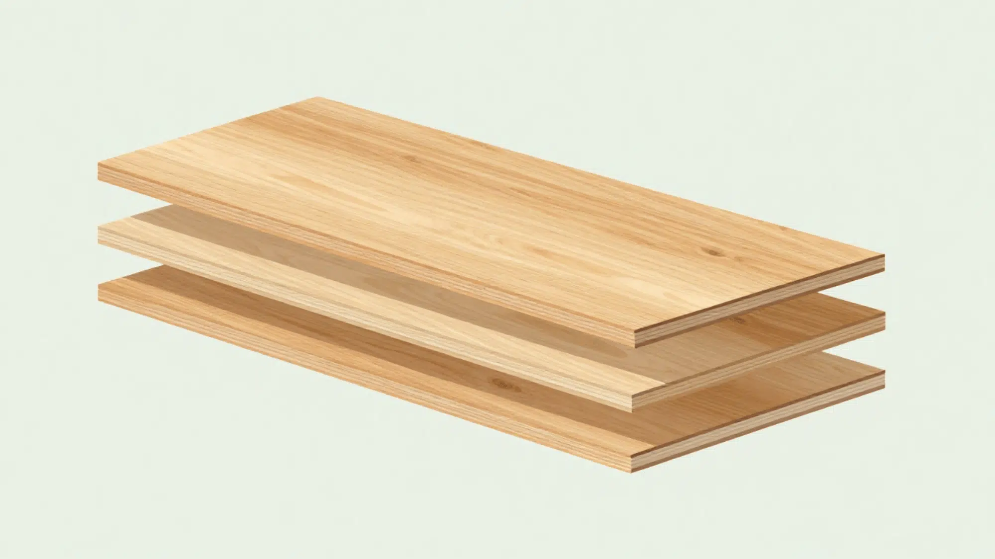 flat vector exploded diagram of engineered hardwood plank showing wear layer plywood core and backing layers in pastel tones