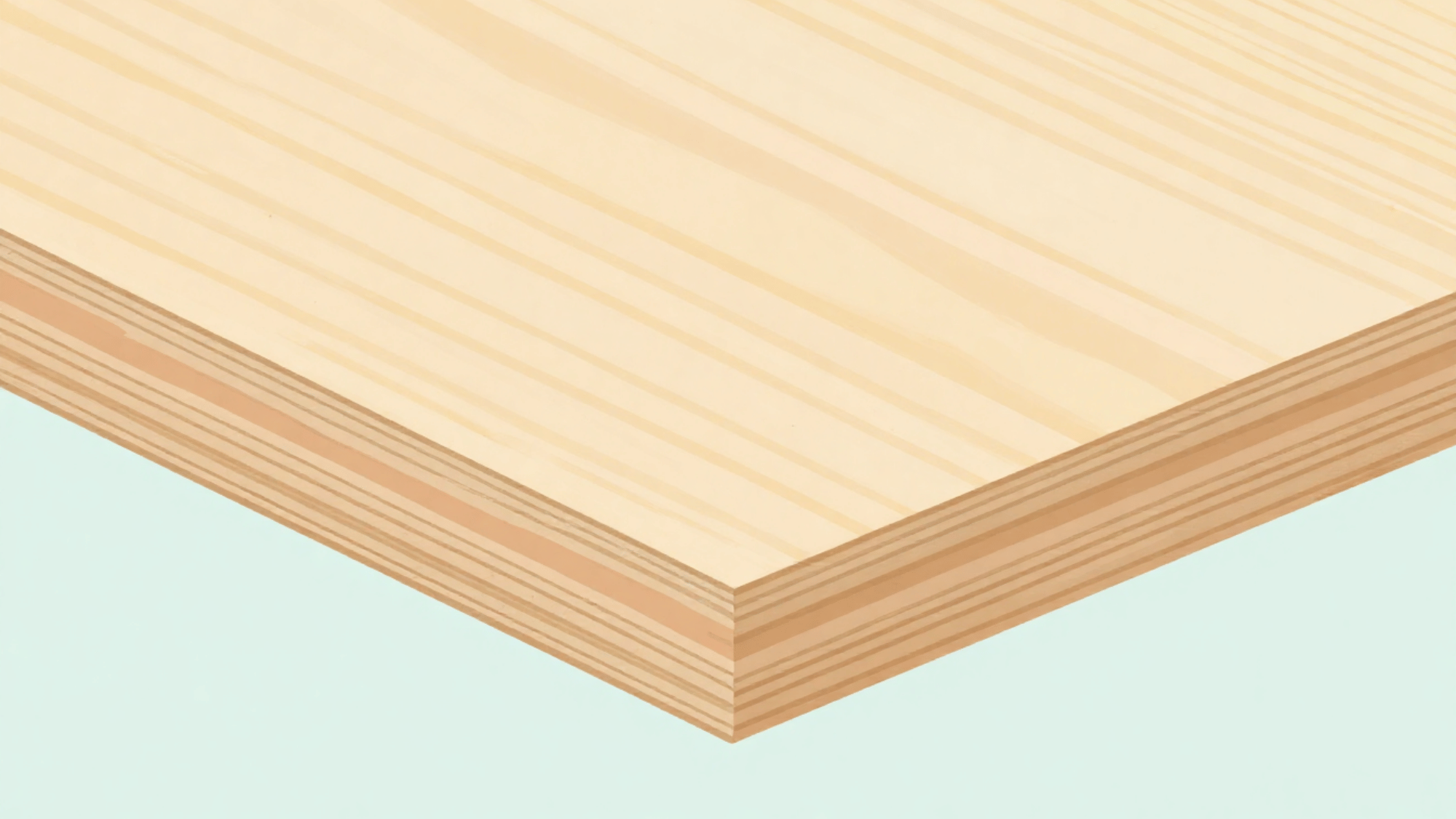 flat vector illustration showing overlapping cross grain plywood layers forming a strong core in muted pastel colors