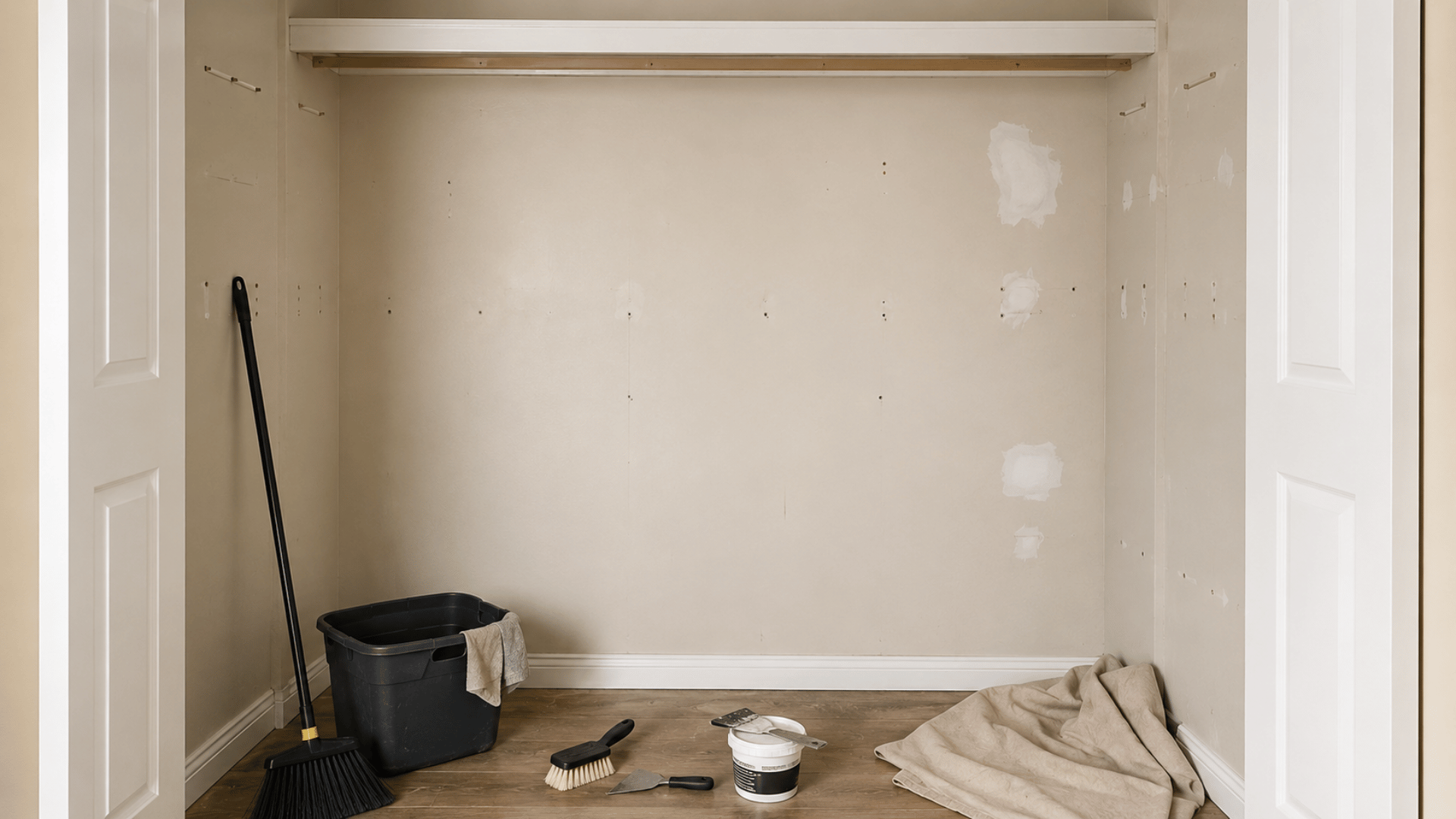 installing closet rods and brackets inside custom organizer with balanced hanging sections
