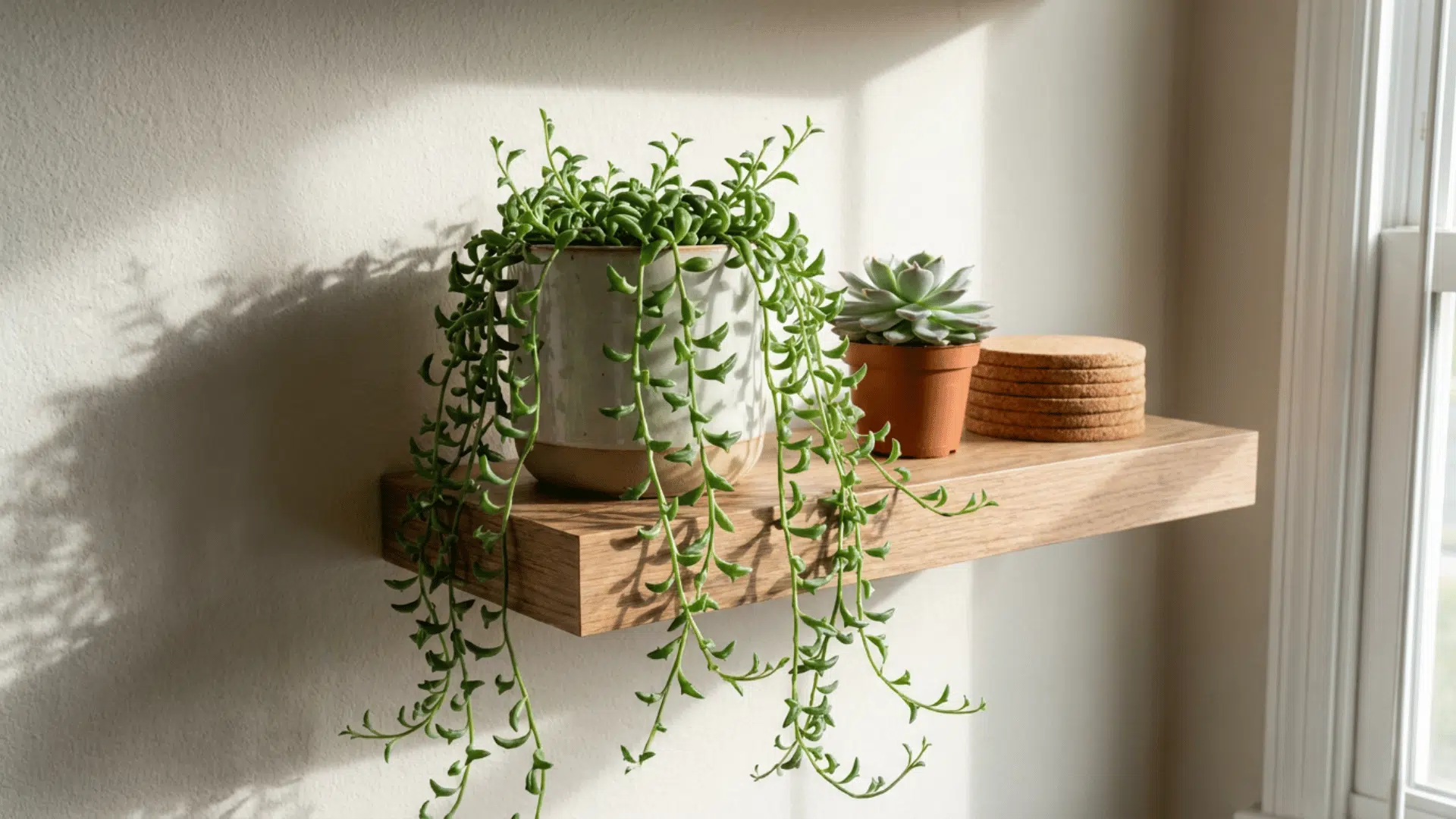 string of dolphins with dolphin shaped leaves on a shelf