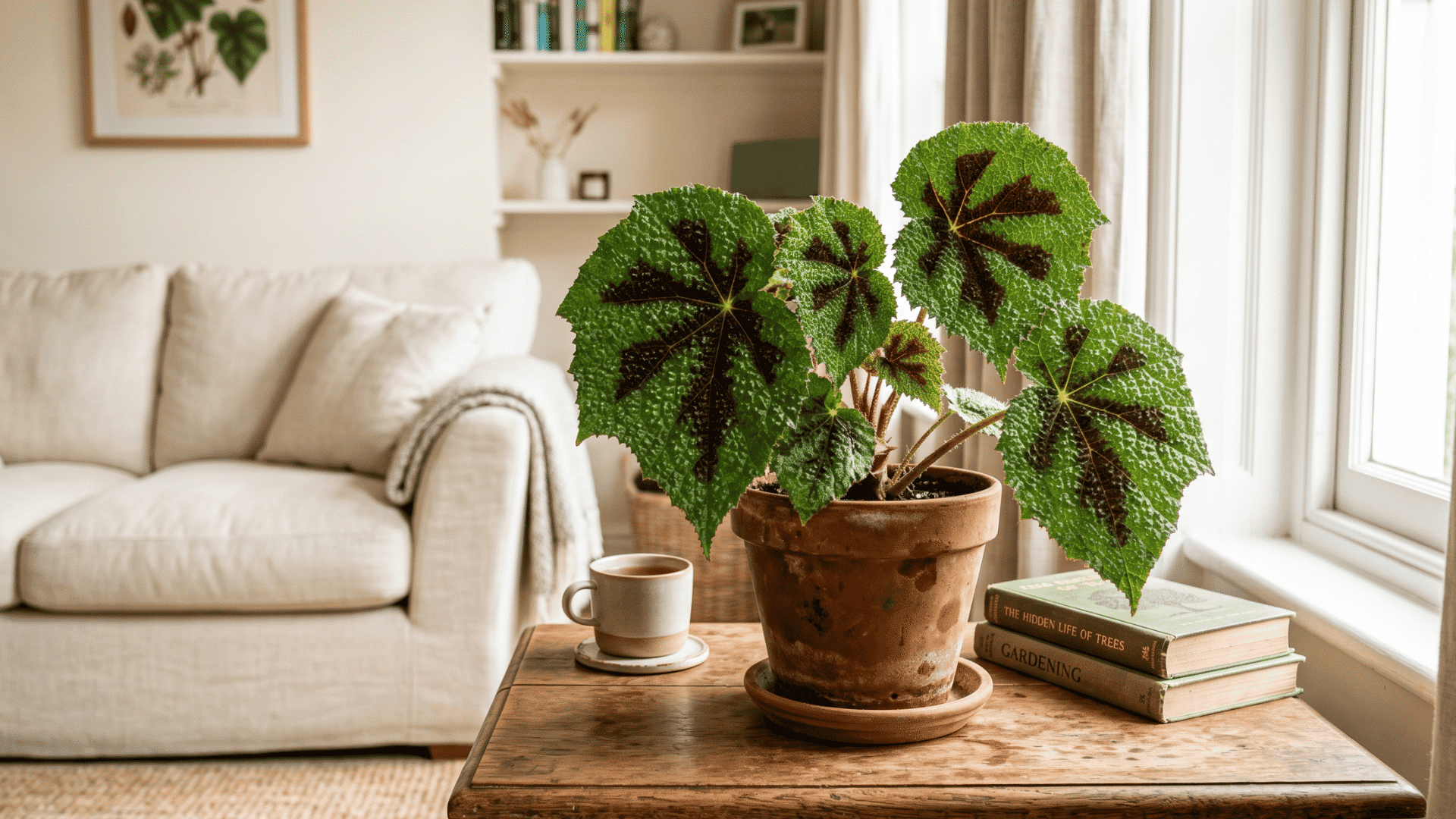 12 a begonia plant placed at the corner of the room for freshness