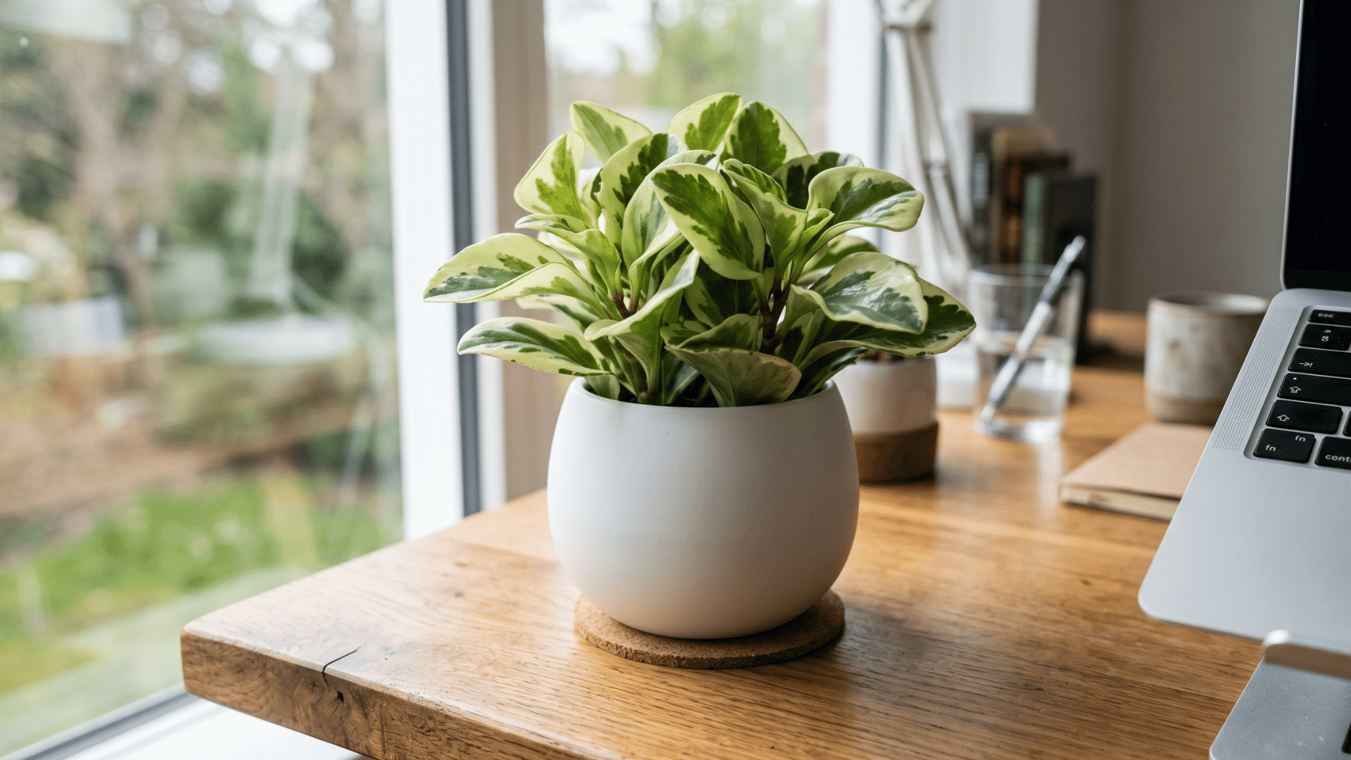 14 a image of peperomia placed at work table for positive vibes