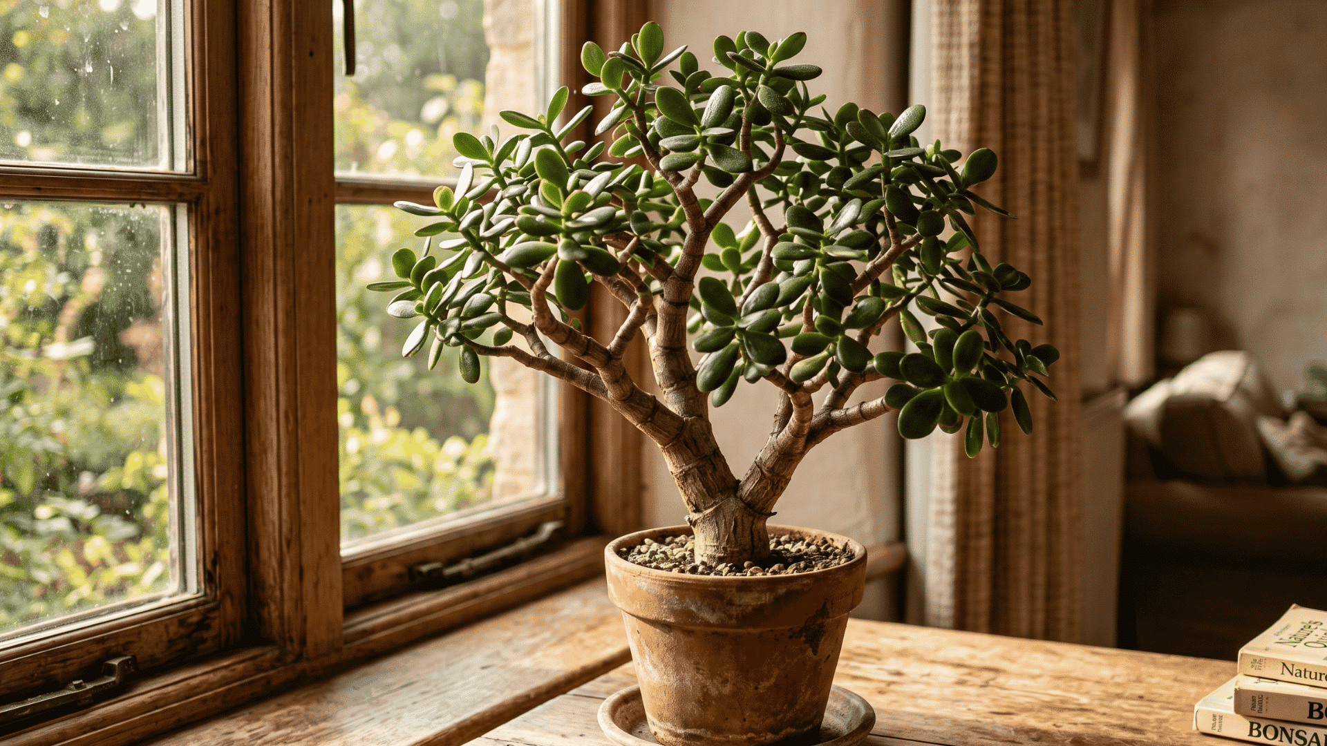 20 a cute smal jade plant placed in the house for freshness