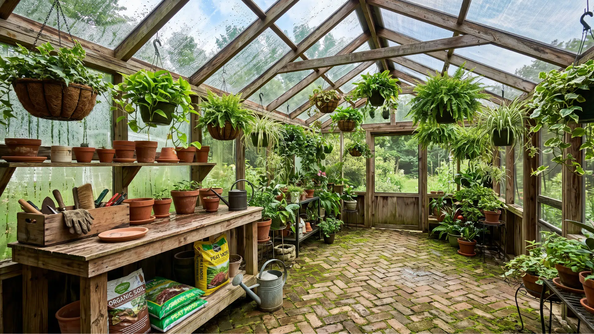 35. a porch utilized as a storage and plantation from which the forests are visible