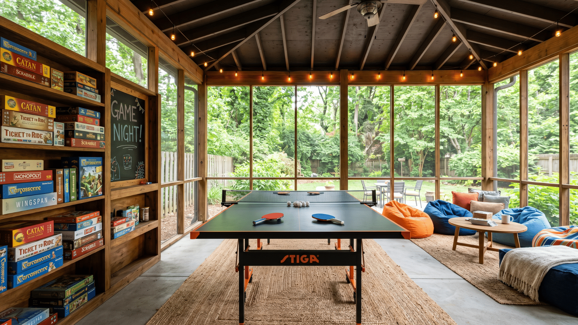 56 a open space in the house with games perfect t relax