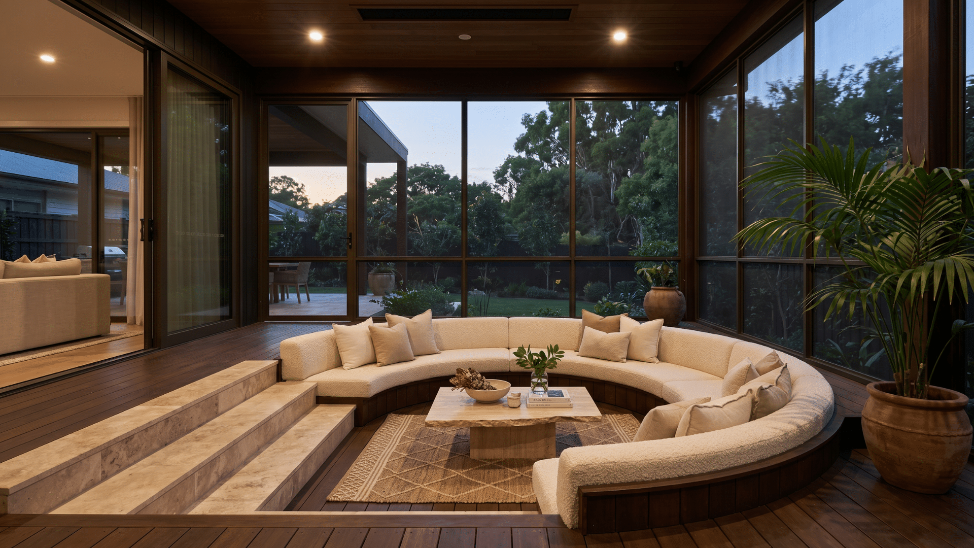 63 a sitting below the floor to relax with the view of the garden