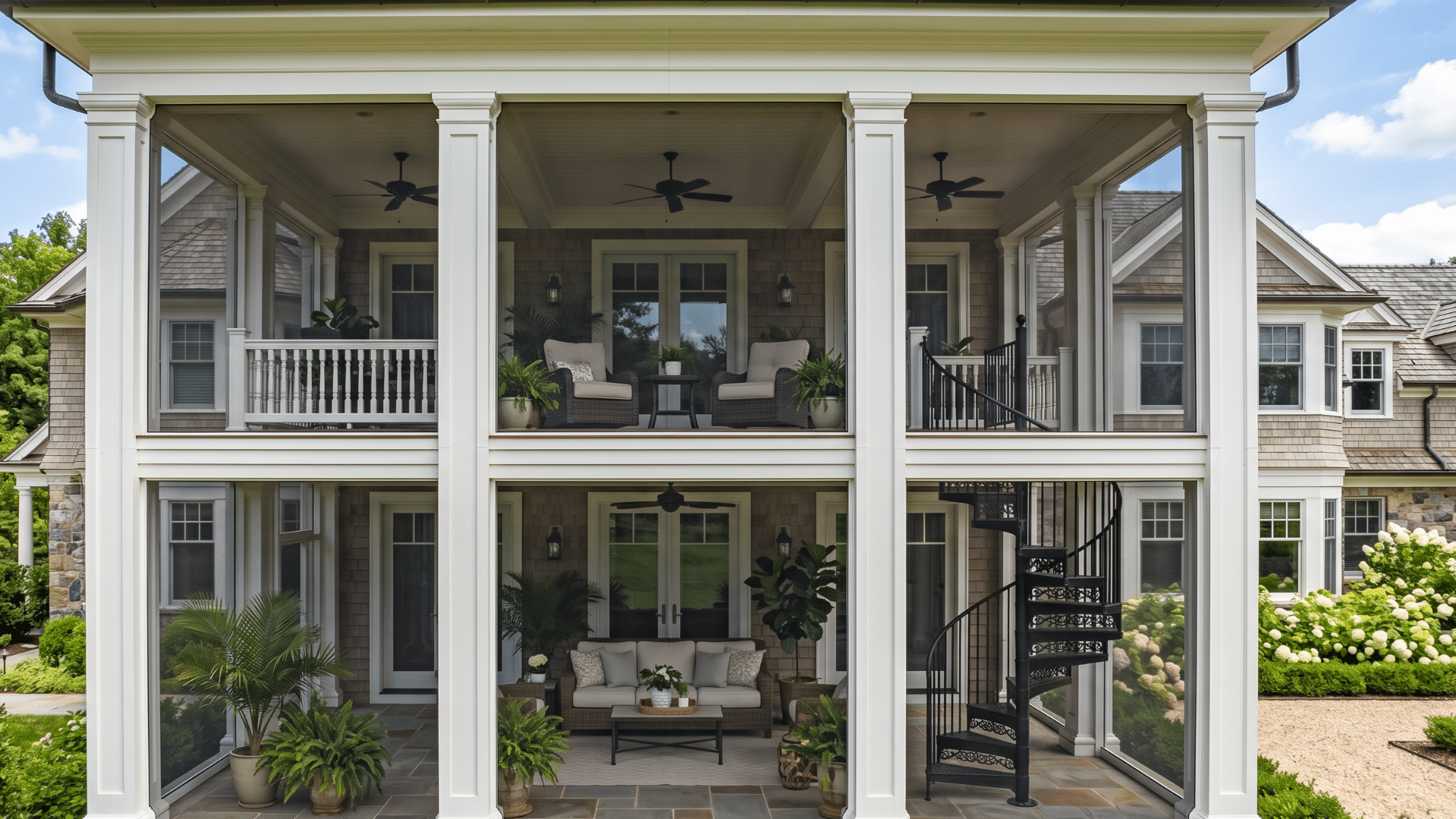 66 a two floor screen porch as big to host a party