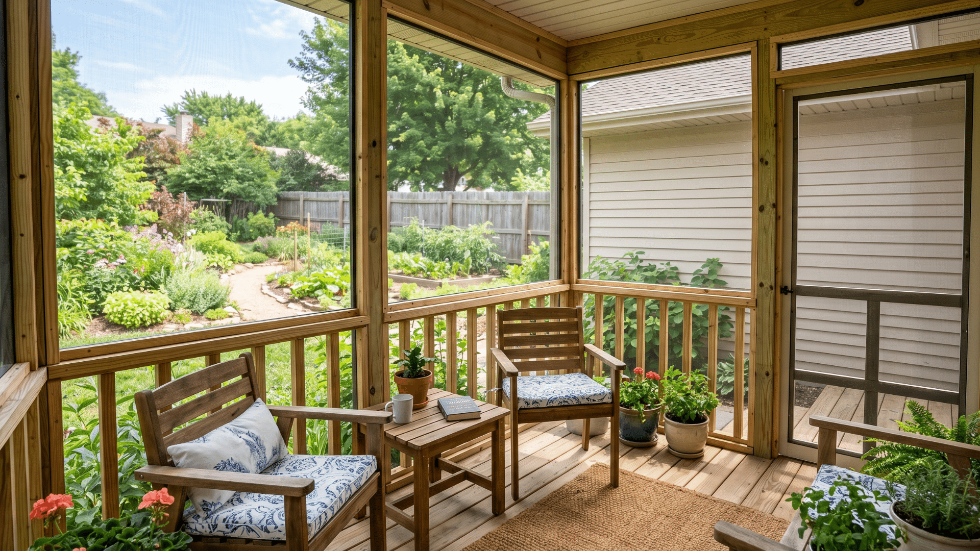 73 a screen porch in the house with plants for the best nature time