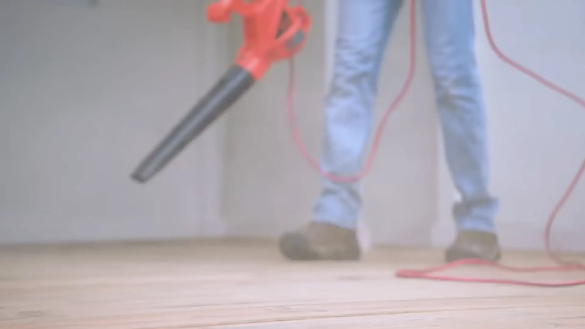 a blower to remove sanding dust