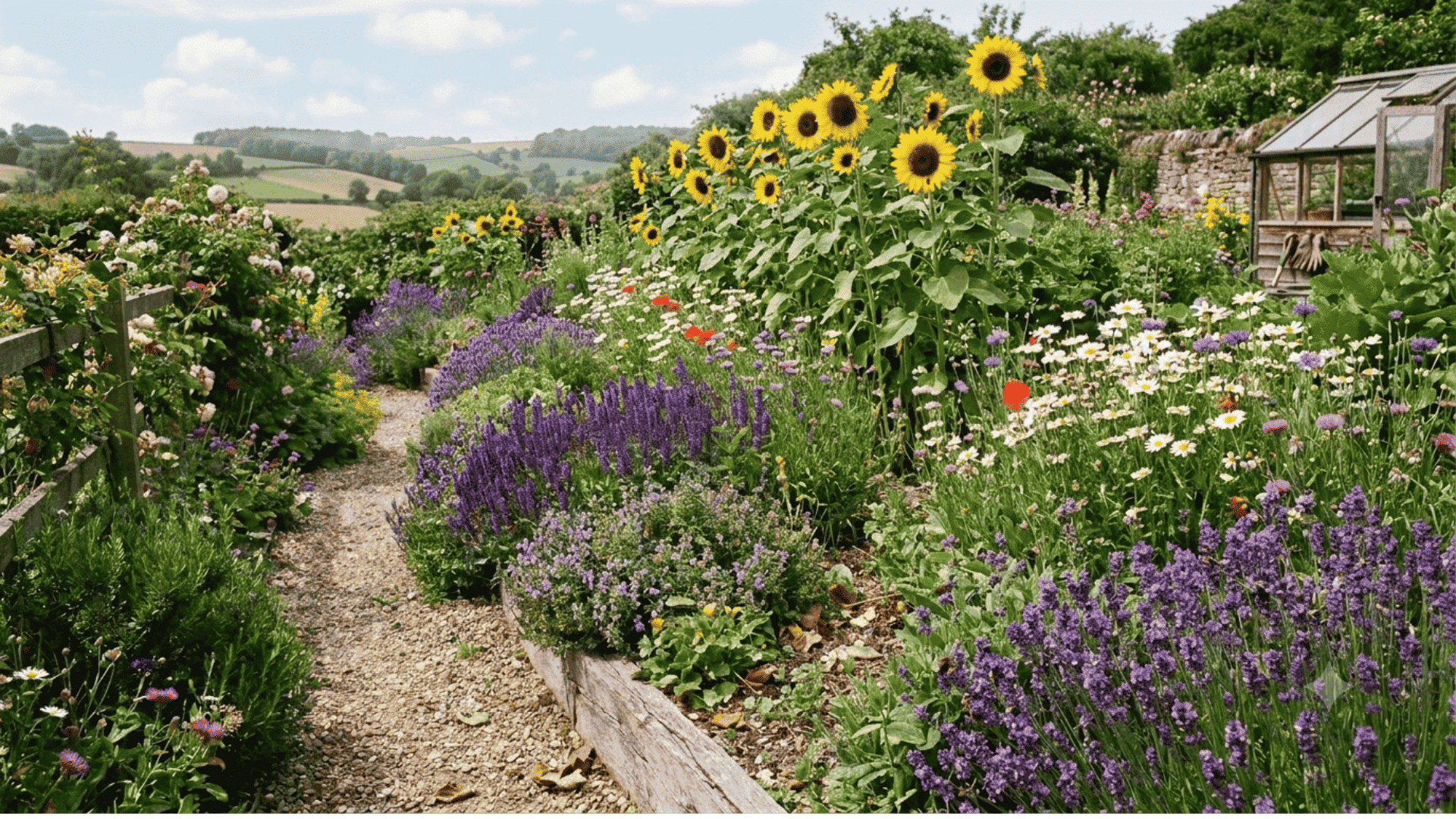 bee friendly garden with seasonal blooms supporting pollinators throughout the year
