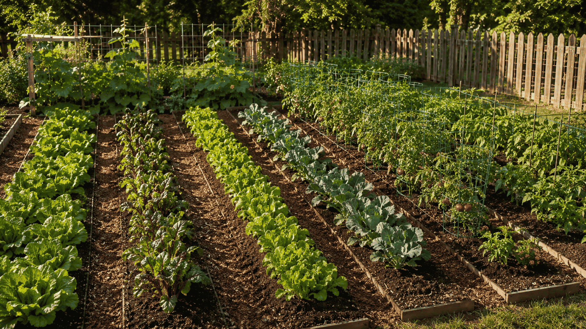 beginner friendly vegetable garden with organized planting rows and clear pathways (2) (1) (1)
