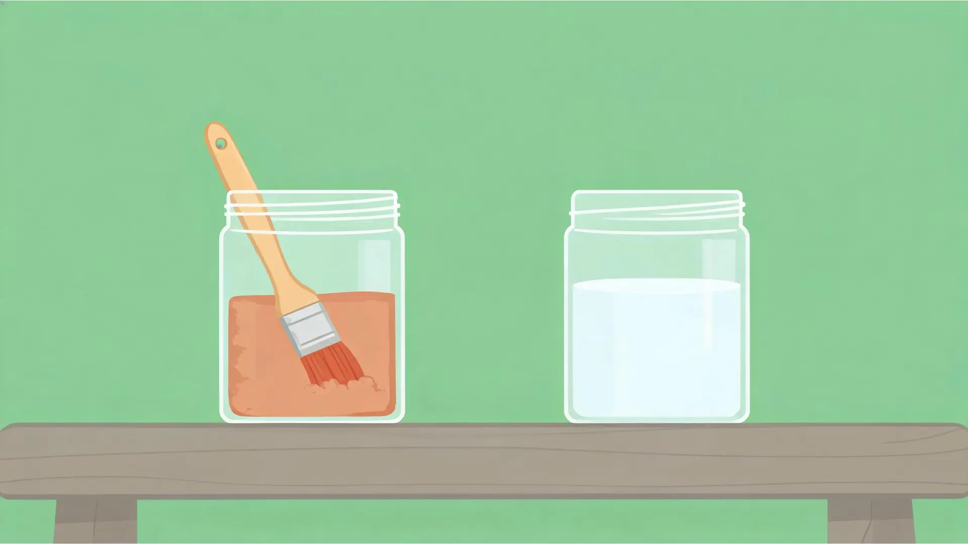 cleaning a paint brush in a glass jar of spirits after applying shellac primer over mold