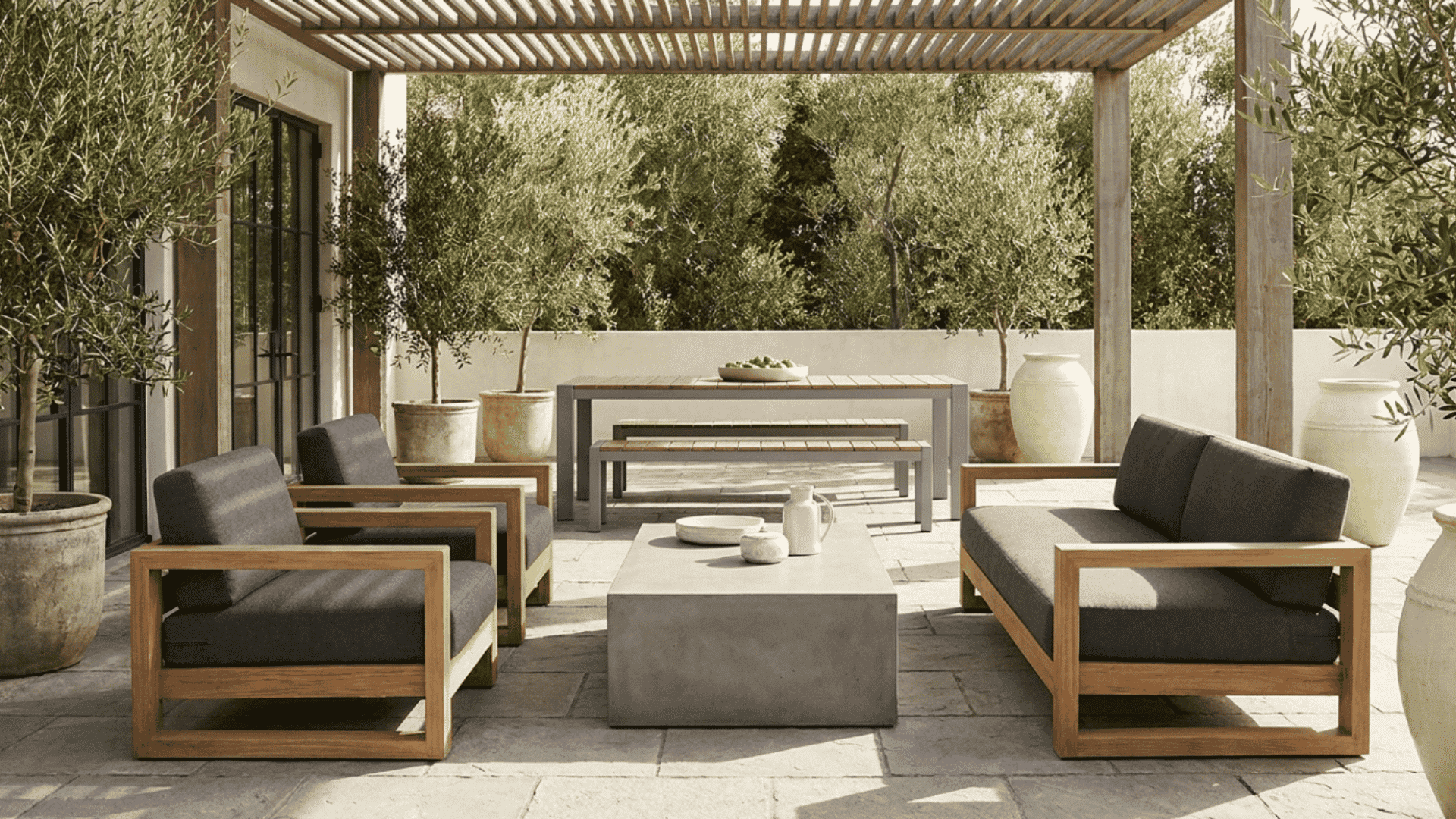 comfortable outdoor patio setup with durable seating dining area and weather resistant furniture for everyday use