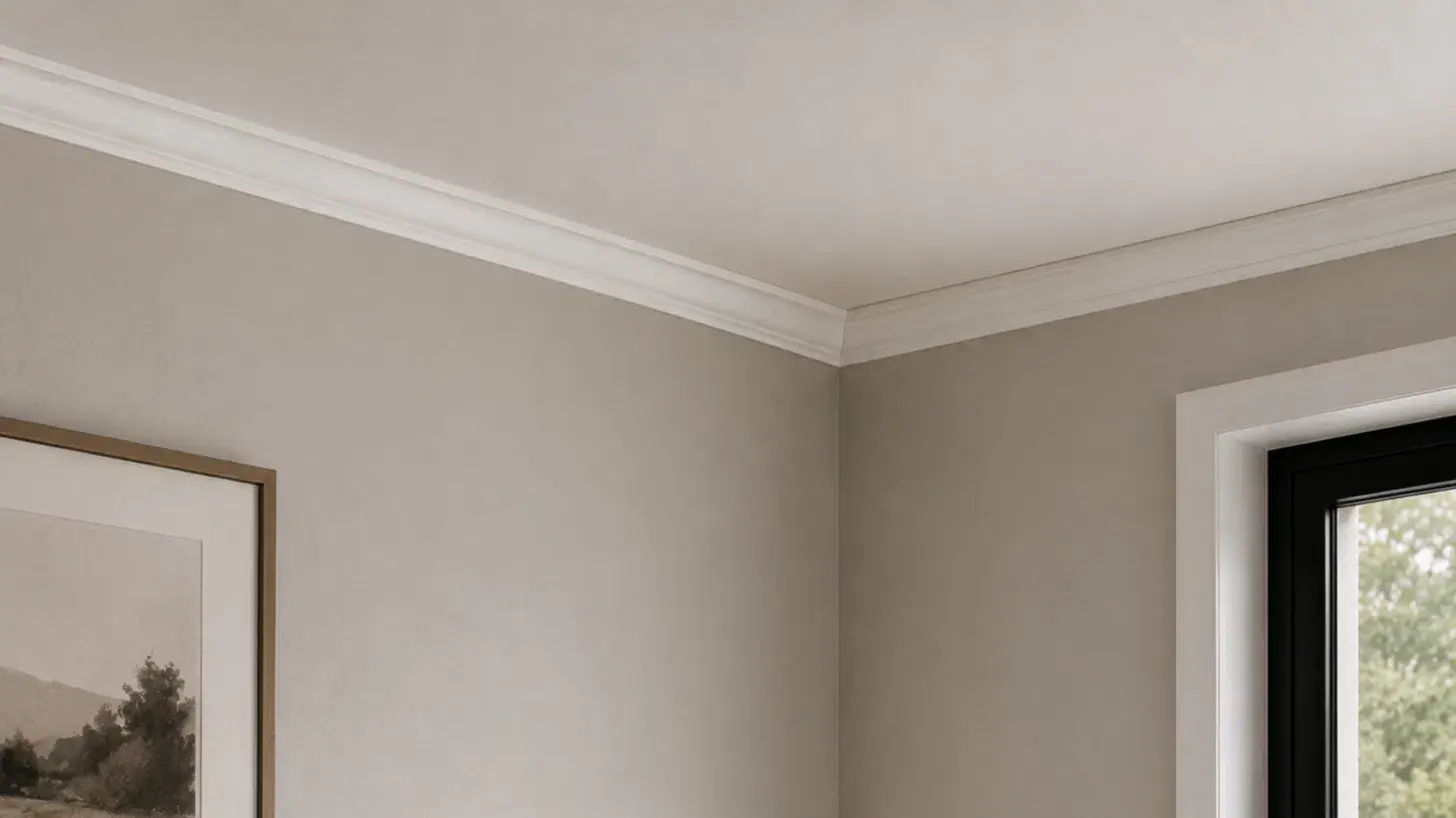 simple cove profile crown molding curving softly between wall and ceiling corner
