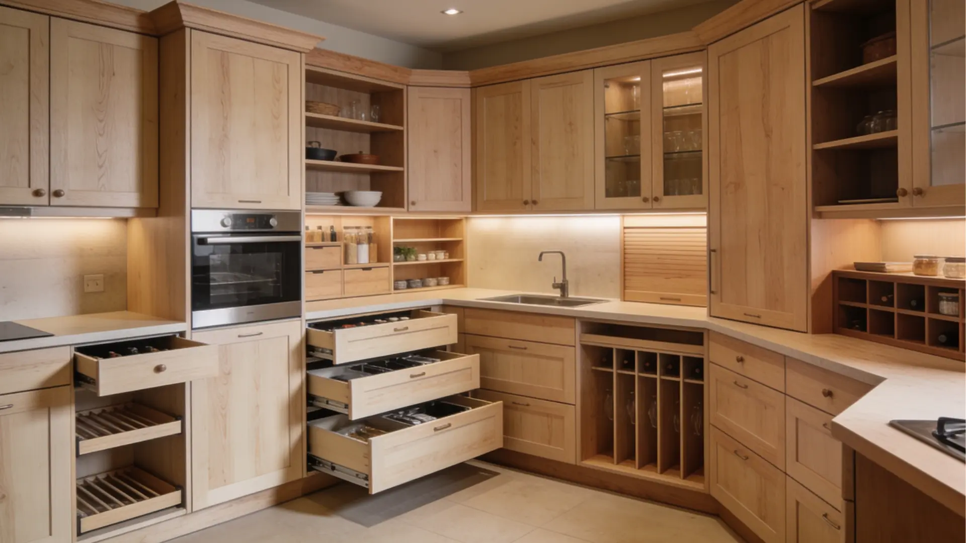 custom cabinets fitted to a kitchen layout
